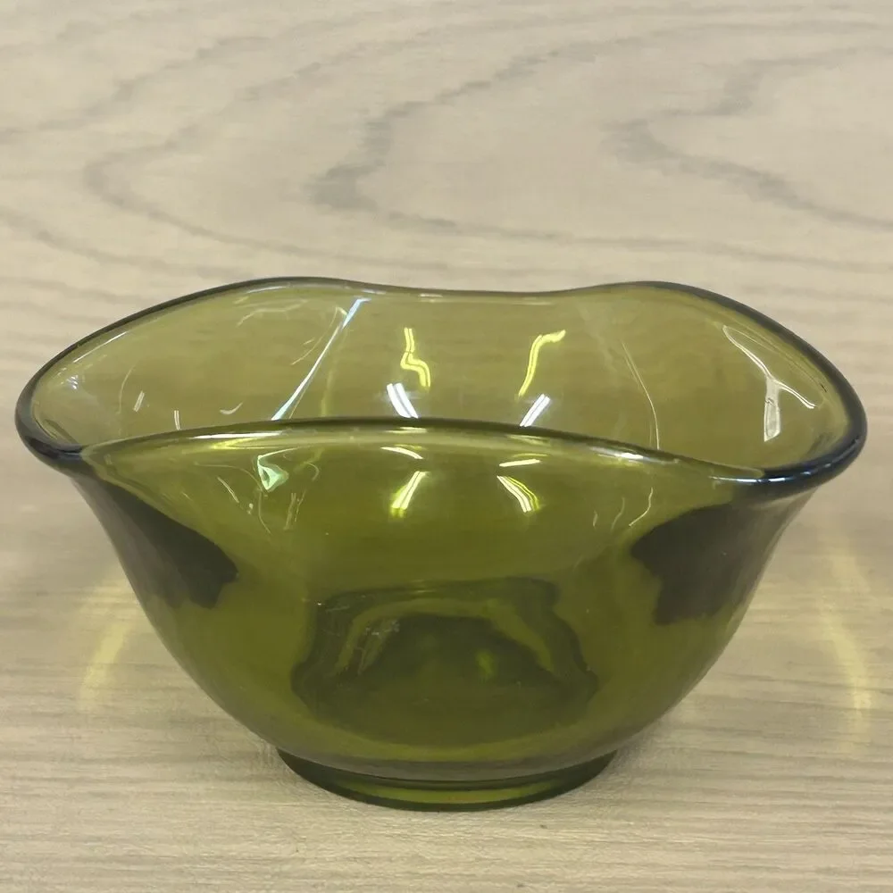 Indiana Glass Avocado Green “Tri-Top” Dip Bowl 1960’s 1970’s Replacement